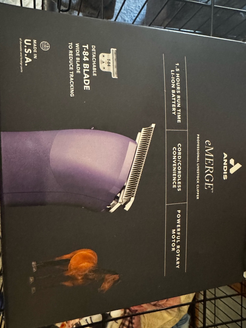 Andis eMERGE Detachable Blade Cord/Cordless Clipper with T-84, Purple.